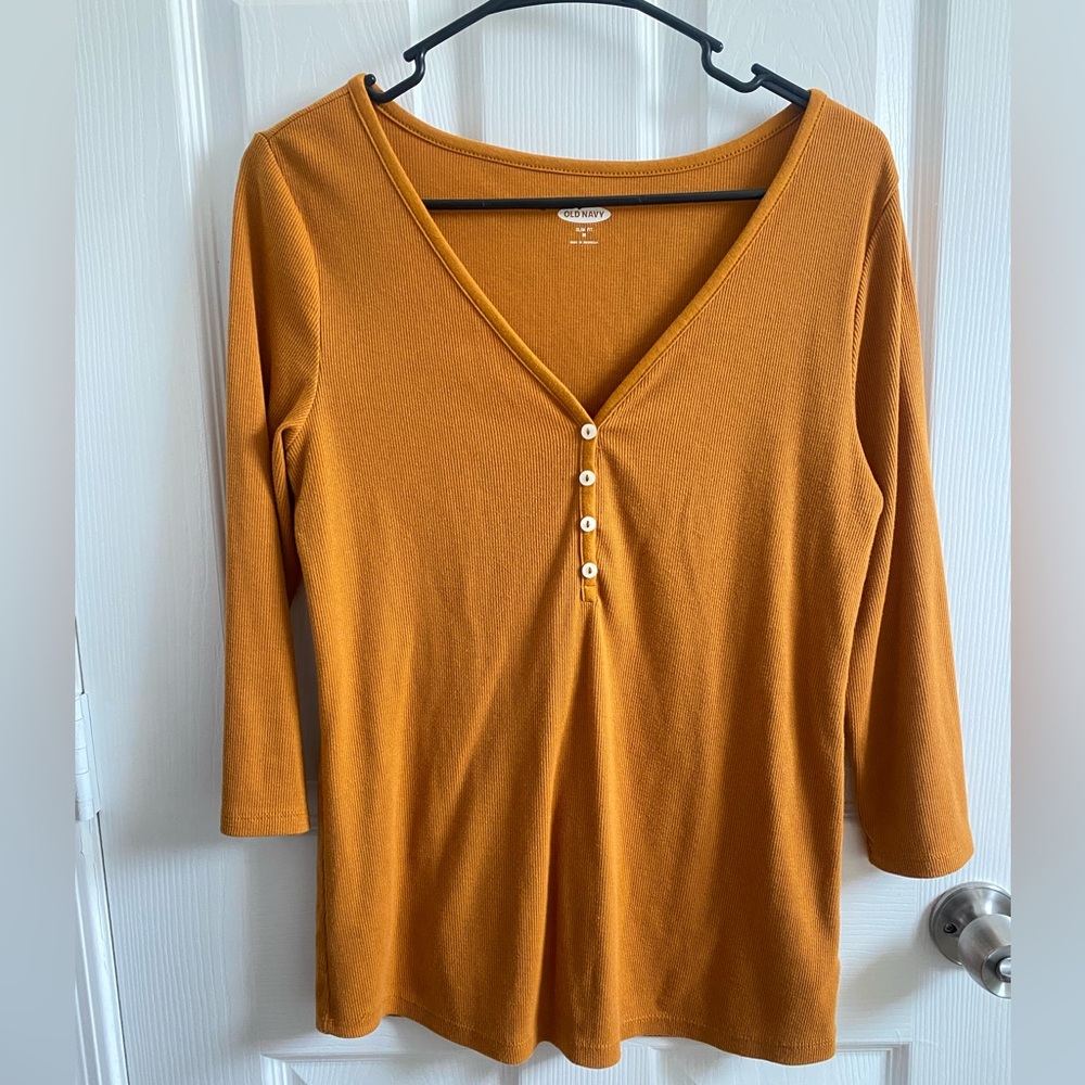 Old Navy Yellow Mustard V Neck Shirt